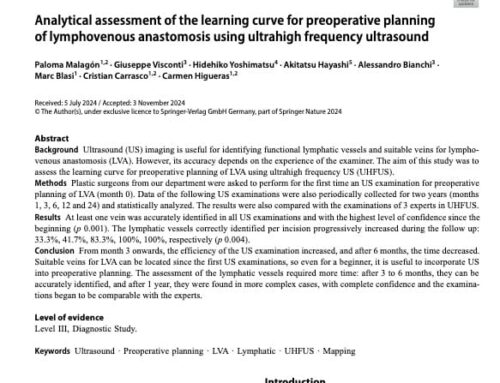 Nuevo artículo sobre planificación preoperatoria de Cirugía de Linfedema mediante ecografía.