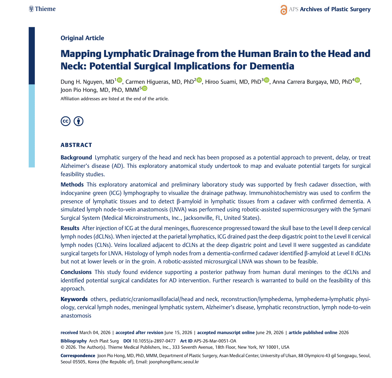 Imagen del estudio científico sobre el drenaje linfático cerebral con participación de la Dra. Carmen Higueras